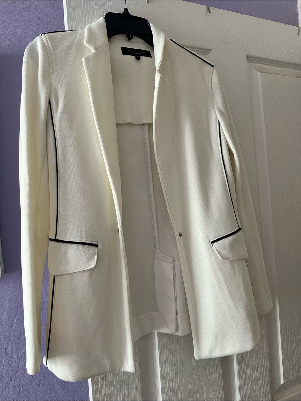 rag & bone Cream Blazer with Black Piping Detail